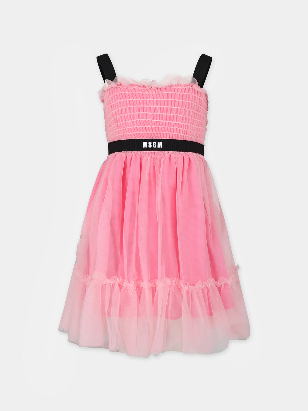 Pink dress for girl with logo